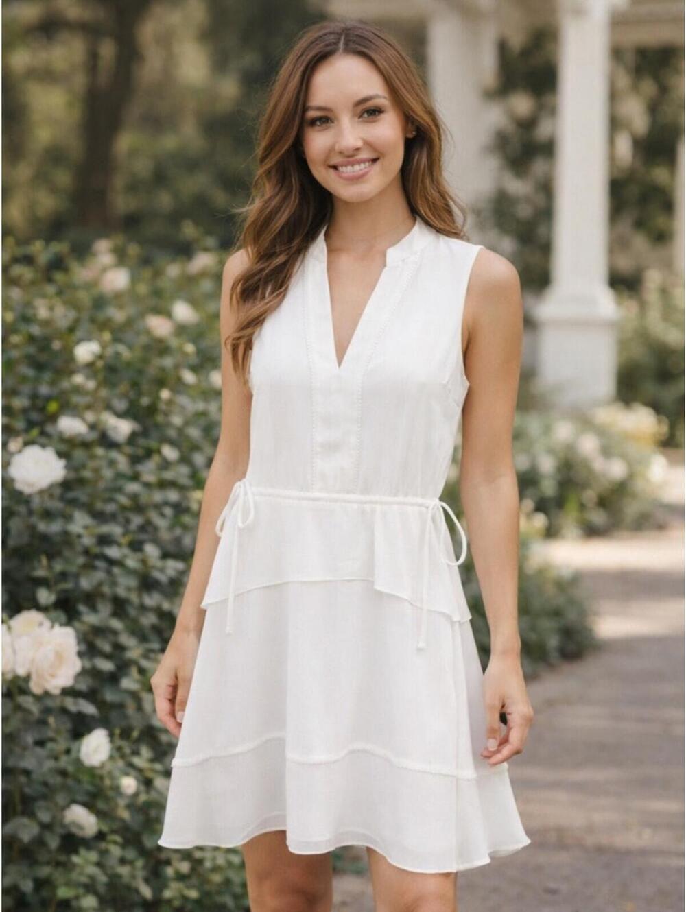 Club Monaco Ivory Tiered Mini Dress Size 0 Romantic Bridal White Flowy Feminine